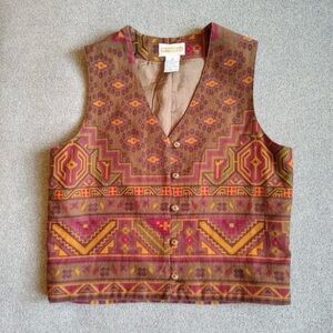 VTG 90s Cambridge Dry Goods Co Vest Women M Sleeveless Festival Southwest Boho